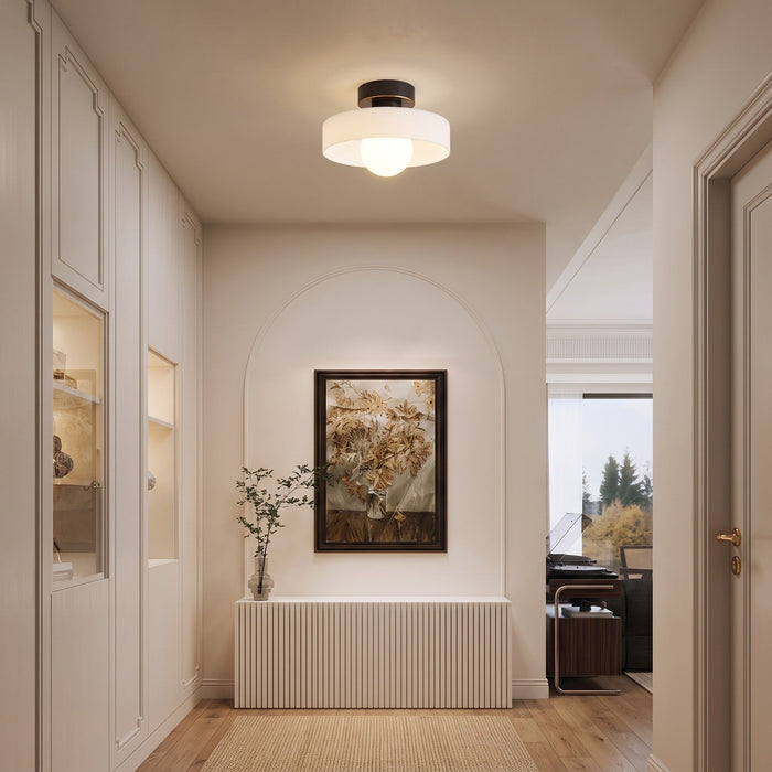 Bauhaus Glass Ceiling Light | Colourful Round LED Flush Light